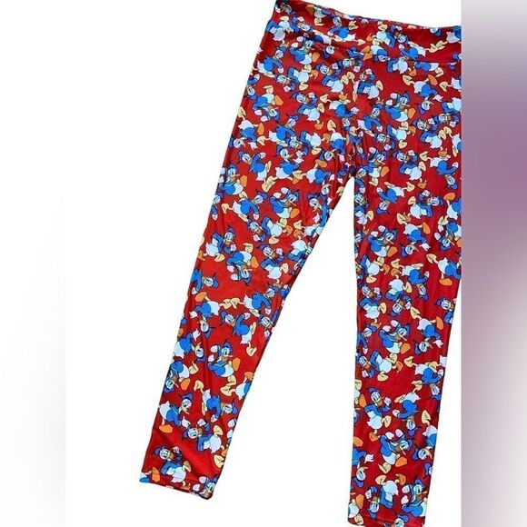 LuLaRoe Women’s TC Red Disney’s Donald Duck Leggings Adult Sizes XL Comfy NWOT - Picture 8 of 16